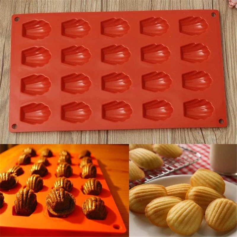 1pc 9/18/20 Mini Even Food Grade Madeleine Silicone Cake Mould Cookie Mold Magic DIY Shell Baking Pan Mould Kitchen Accessories