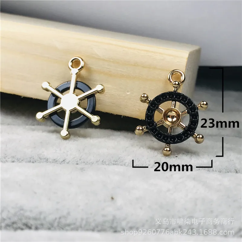 10Pcs Drop Oil Alloy Anchor Rudder Pendants Enamel Charms For Diy Jewelry Findings Accessory Making Earrings Gold Color Floating