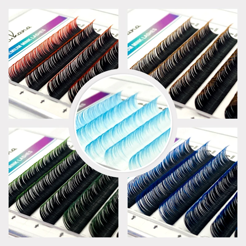 NATUHANA Gradient Color Eyelash Extension Individual Colored Faux Mink Lashes Ombre Soft Fake Eyelashes for Makeup tools