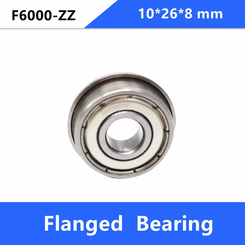 

100pcs/lot Flanged bearing F6000 F6000Z F6000ZZ miniature flange deep groove ball bearings F6000-2Z 10*26*8 mm