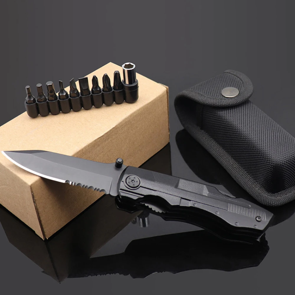 Dropship Tactical Folding Knife Multitool Pliers Screwdriver Bit Wire Stripper Portable Outdoor Self Defense Survival Hand Tools