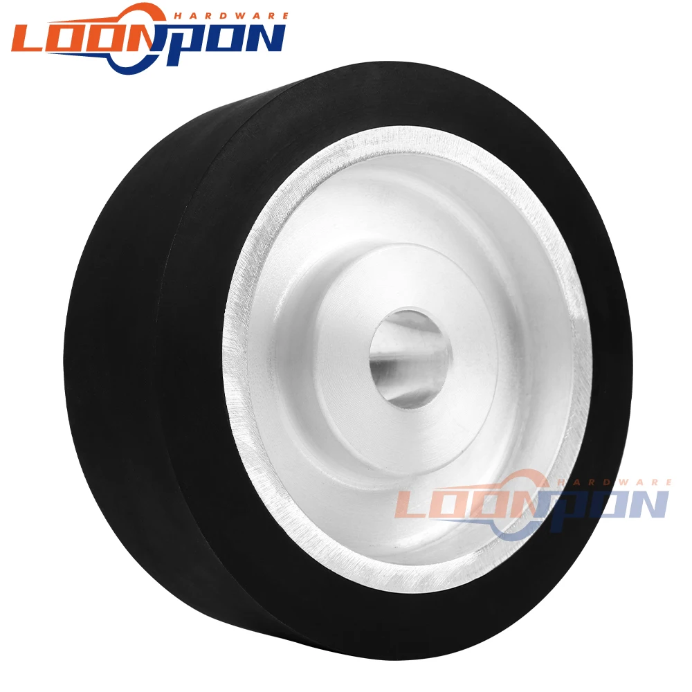 150mm Flat Rubber Contact Wheel Serrated Belt Grinder Contact Wheel Rubber Wheel 25.4mm Bore 50mm Thickness 1Pc