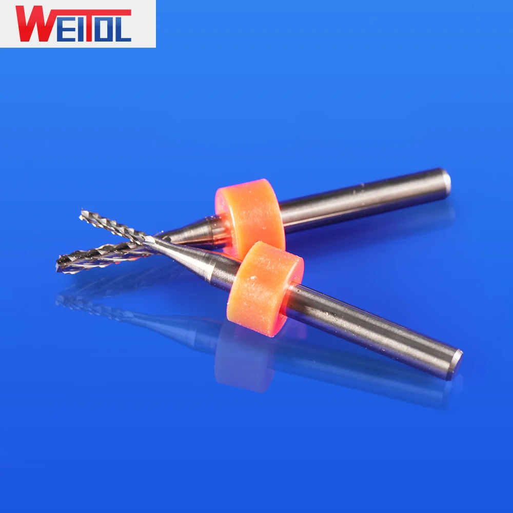 WeiTol 10 sztuk/partia 3.175 mm frez PCB z pierścieniem ustalającym frez do kukurydzy PCB Bit obwód płytki mikro wiertło