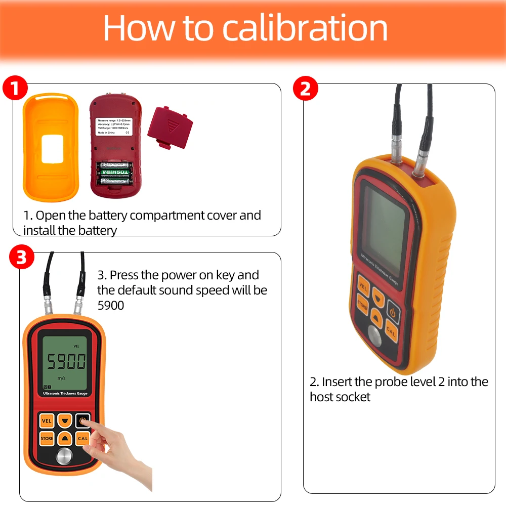 GM100 Digital Ultrasonic Thickness Gauge Tester Plastic Glass Ceramics Metal Plate Stainless Steel Pipe Wall Thickness Gauge