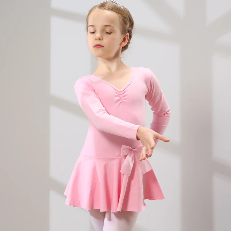 Lange Mouwen Leuke Dans Jurk Voor Meisjes, Katoen Ballet Dancewear, Peuter Mooie Ballet Jurk, kinderen Tutu Jurk, Kinderen Dans Rokken