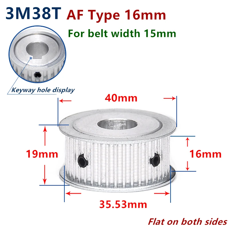 

Arc 38 Teeth HTD 3M Timing Pulley Bore 5-14mm for Width 15mm 3M Synchronous Belt HTD3M pulley gear wheel 38T 38Teeth