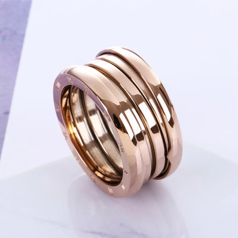 Classic Spring Numeral Ring for Men Women Rose Gold Color Stainless Steel Jewelry Gift (GR242)