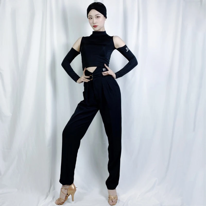 New Modern Dance Trousers High-Waisted Adult Practice Pants Ladies National Standard Latin Dance Pants Practice Wear SL5880