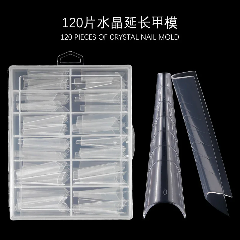 120pcs/Set-Pointed Acrylic French Tips Forms /  Stiletto Mold Form , Nail Extension Half-Cover Nail Building Mold Tips (10 size)