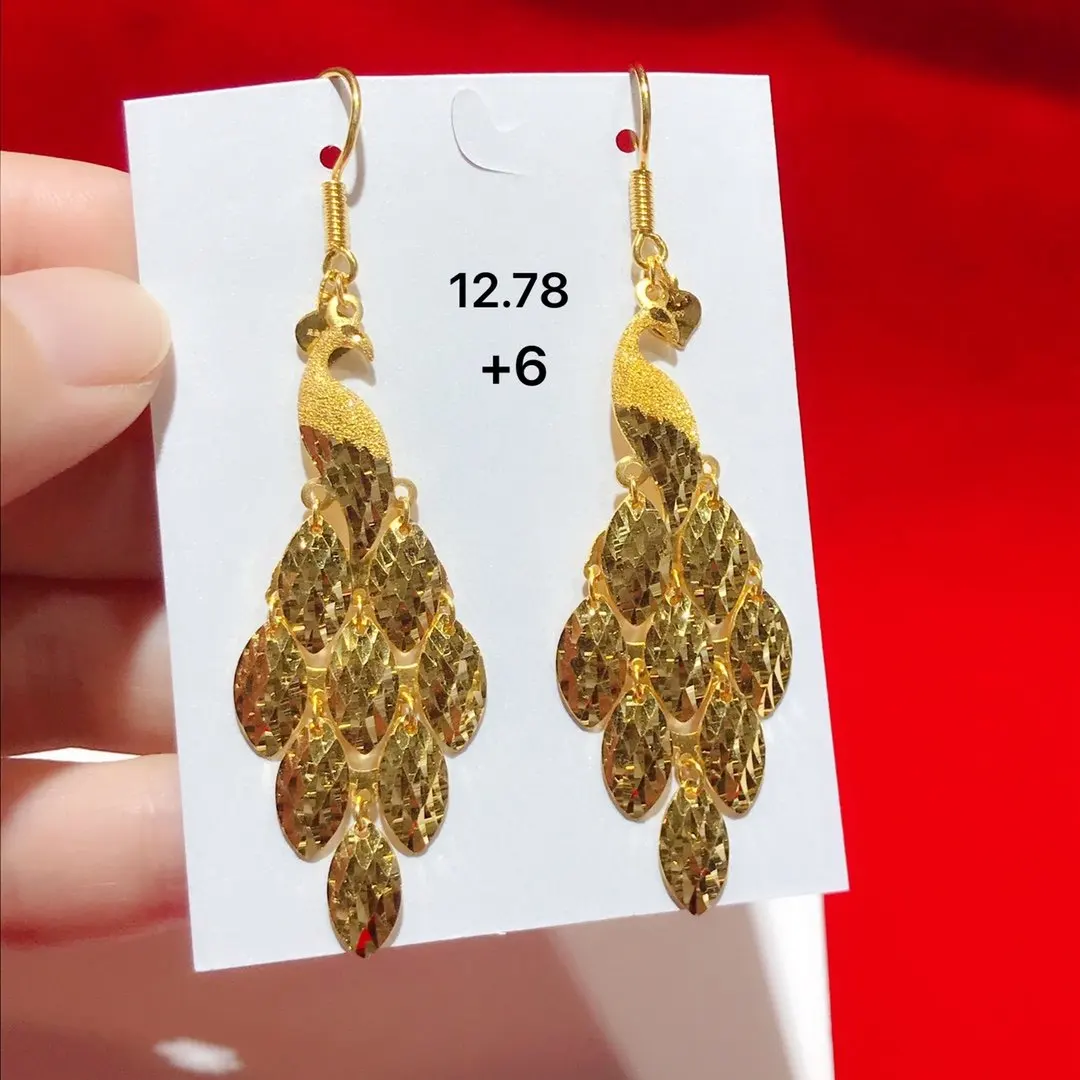 HX 24K Pure Gold Earring Real AU 999 Solid Gold Earrings Nice 3D Rose Upscale Trendy Classic  Fine Jewelry Hot Sell New 2023