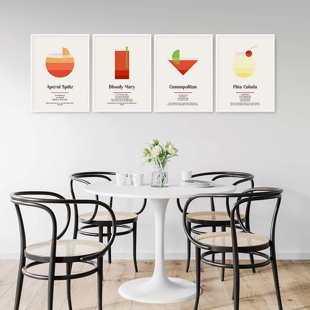 Aperol Spritz Kitchen Poster Print Colada Cocktail Drink Canvas Print Wall Art Painting Picture Dining Room Restaurant Bar Decor
