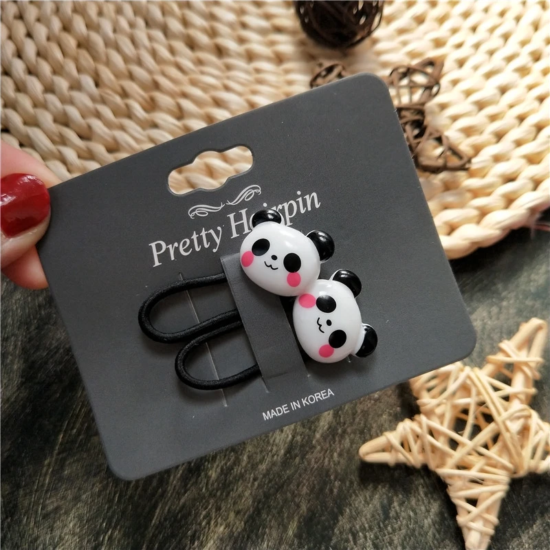 2PCS New Cute Cartoon Panda BB Clips Kids Hairpins Children Headwear Baby Clips Headdress Elastic Hair Bands Girls Accessories