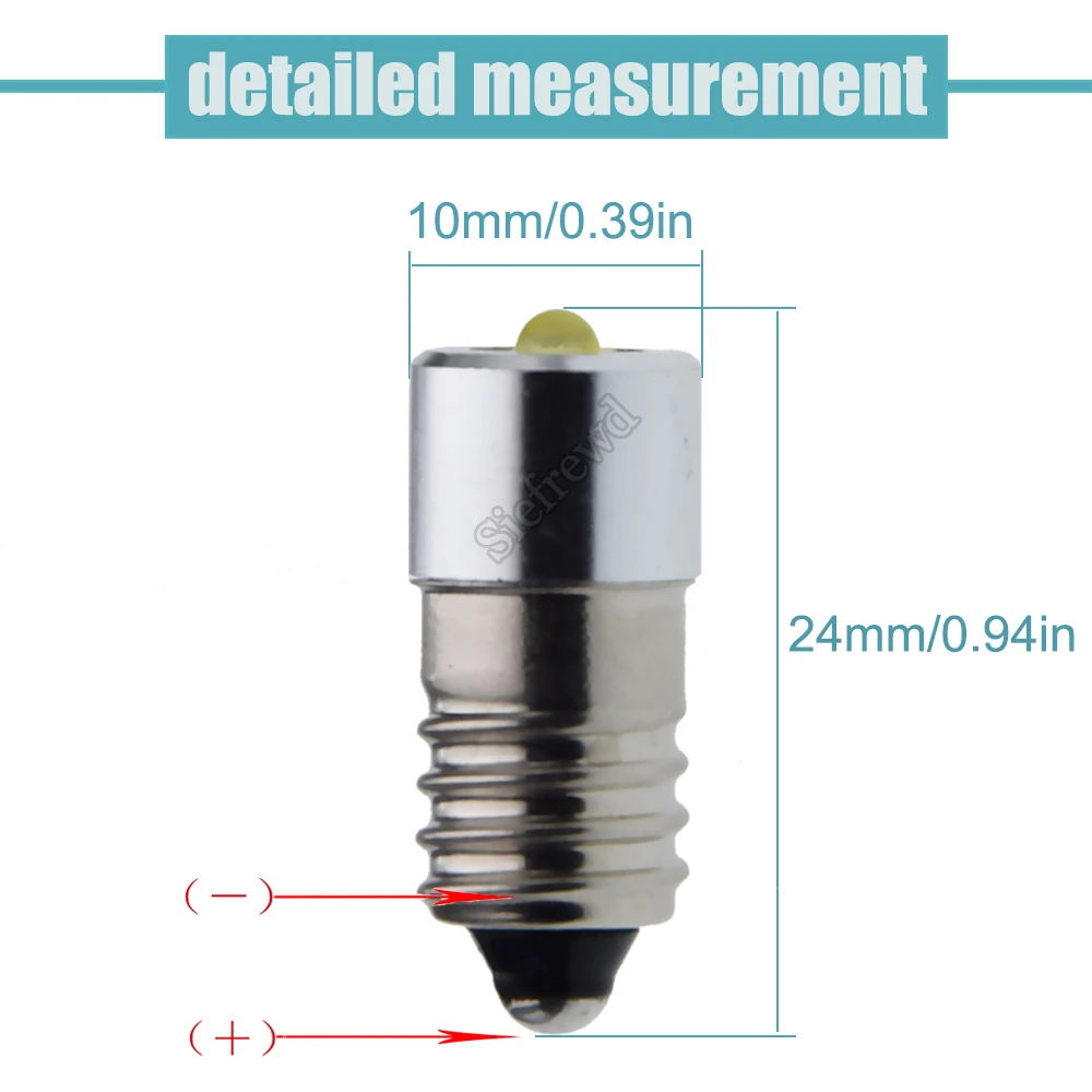 Pair E10 1447 LED Flashlight Bulb Lamp 3V 4.5V 6V 12V 18V 24V XBD 3W Screw Replacement Torch Work White Light 3 Volt 6 Volt DC