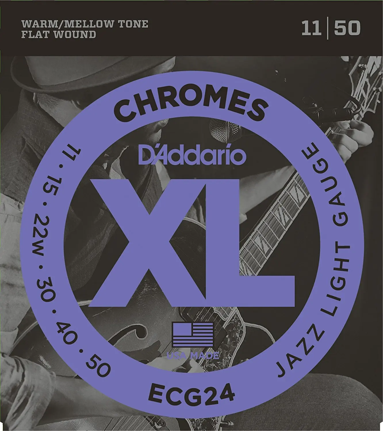 

D'Addario ECG24 XL Chromes Jazz Light Electric Guitar Strings Flatwound, Jazz Light, 11-50