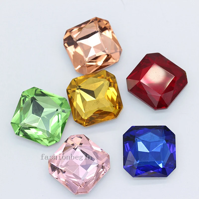 High Quality 18MM 23MM Rhinestones Crystal Square octagon Glass Pointed Loose Beads For Jewelry Clothing Wedding  Decoration