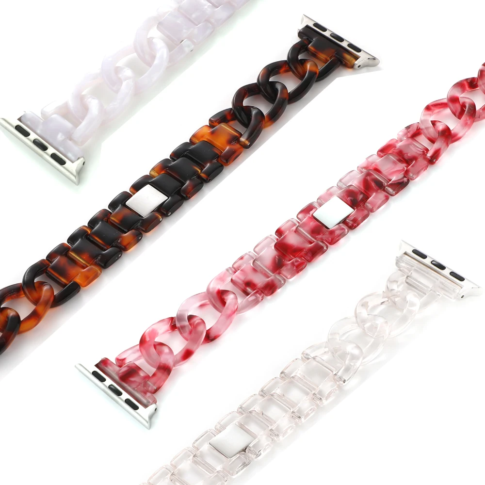 

Pulseira for apple watch se 40mm 44mm band iwatch 6 5 4 3 38mm 42mm strap Women Girls Slim Resin watchband for apple watch 6