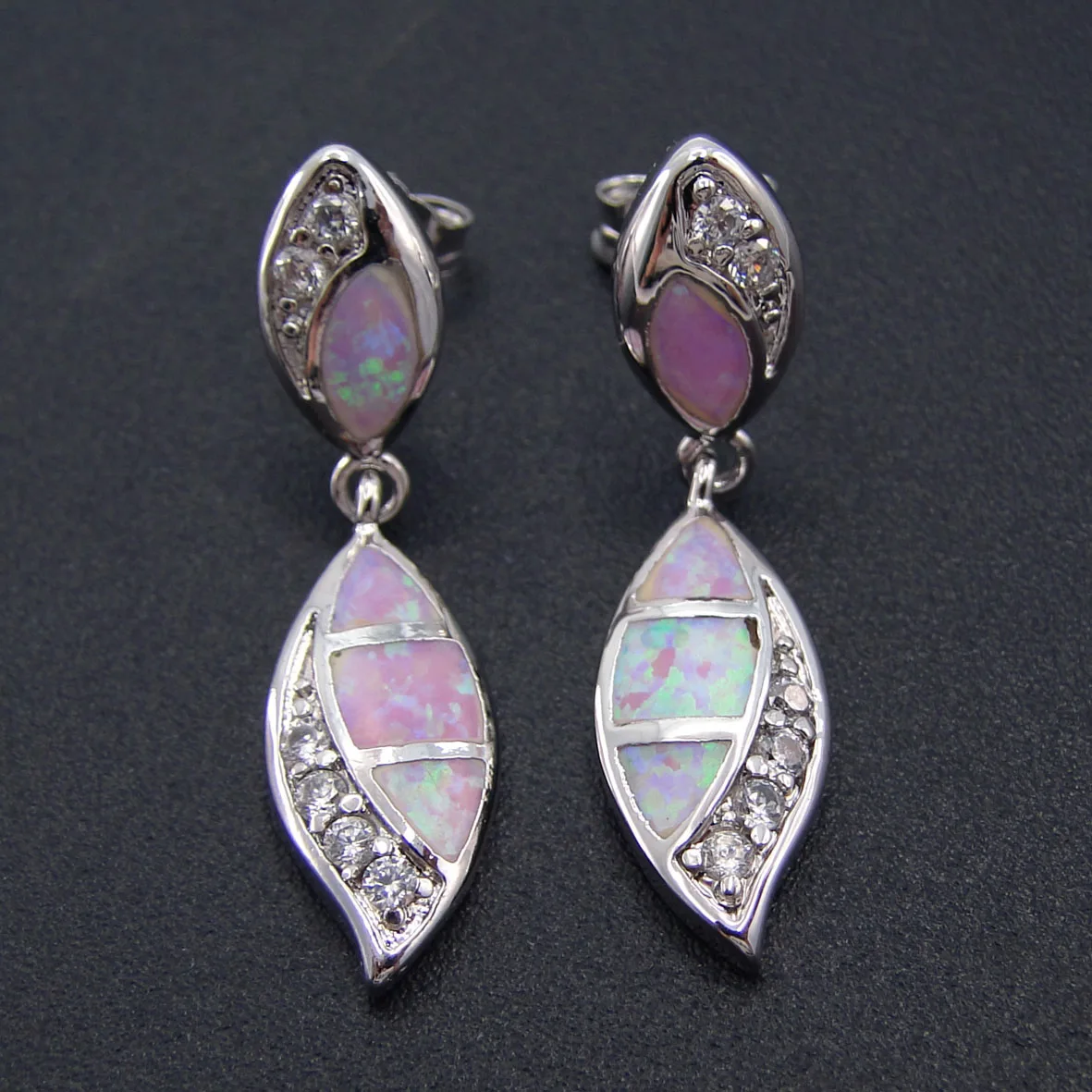 Earrings Of Pink Stone 0pal Fashion Jewelry For Women Pink Gold Silver Multicolored Wedding Earrings