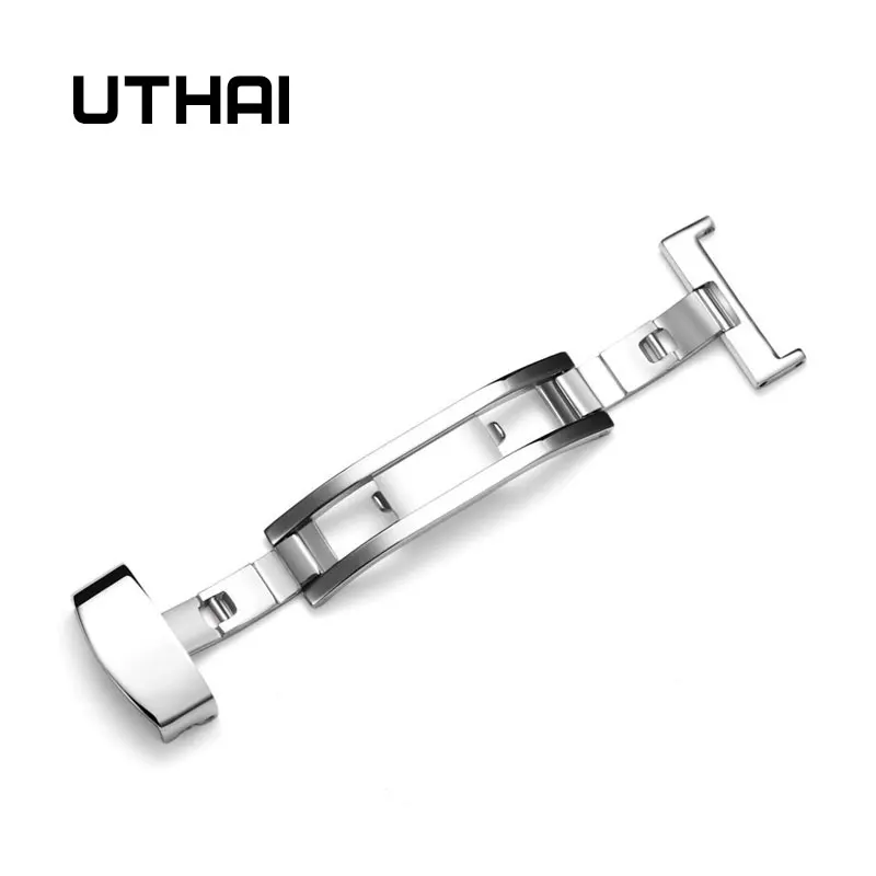 UTHAI T05 Butterfly Deployment Buckle 316L Stainless Steel Clasp Double Folding for Watch Bands Strap 12 14 16 18 20 22 24mm