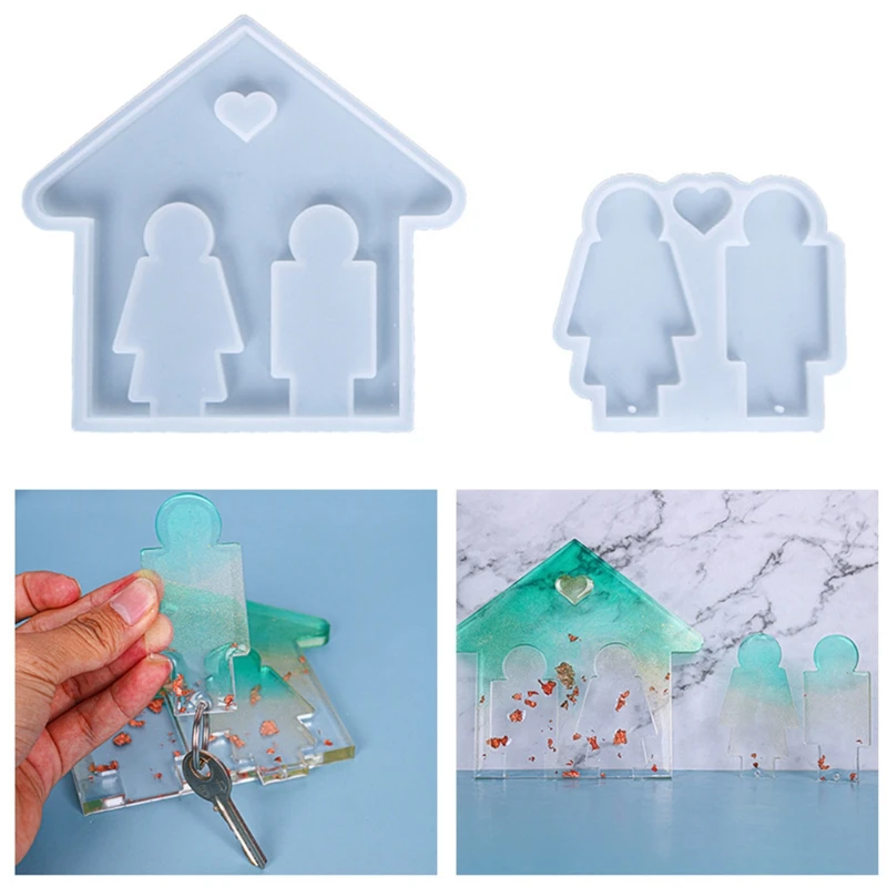 Couple Wall Hanging Keychain Key Hook Up Silicone Mold Lover Wall   Decoration Epoxy Resin Mould Jewelry DIY Crafts Jewelry Tool