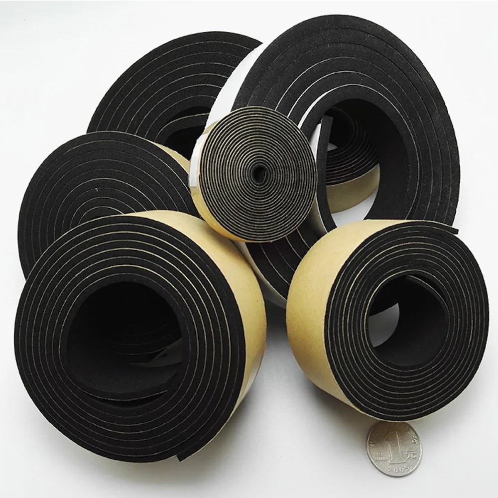 Epdm Rubber Zelfklevende Tape Pakking Deur Venster Kussen Seals 2Mm 3Mm 5Mm X 10Mm 15Mm 20Mm 25Mm 30Mm 35Mm 40Mm 50Mm 10M Zwart