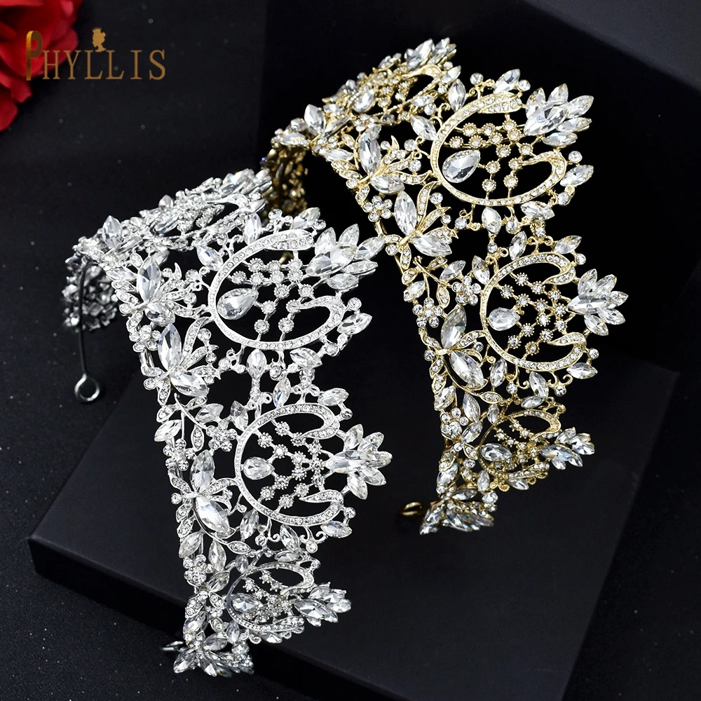 A195 Barokke Wedding Hoofdband Crystal Bruids Kronen En Tiara Haar Sieraden Accessoires Vrouwen Strass Hoofddeksels Koningin Diadeem