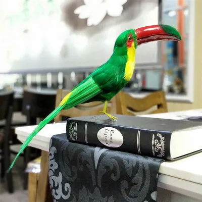 42cm Creative Simulation Green Bird Model Toucan Toy Polyethylene & Furs Detail Unique Home Decor Gift