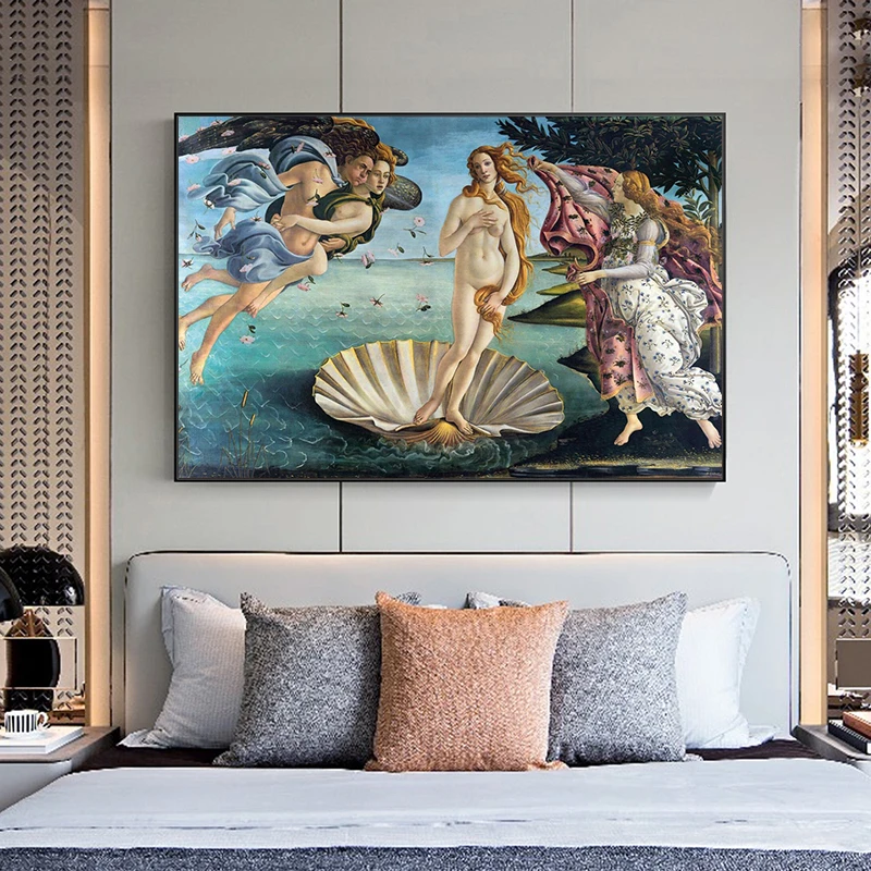 Classical Famous Canvas Paintings The Birth of Venus By Botticelli Posters and Print Wall Art Picture For Living Room Home Decor