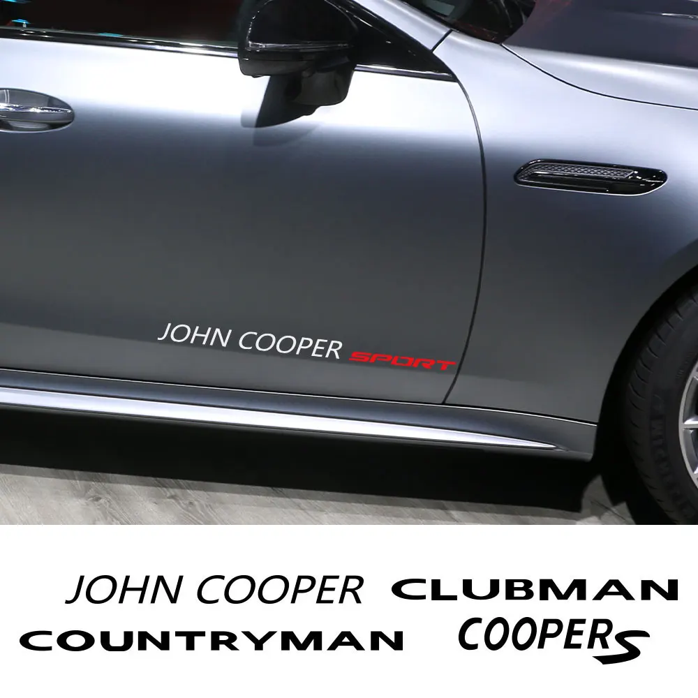 2PCS Car Door Side Sticker Sport Styling Decal For Mini Coopers R55 Countryman R60 R56 Clubman R61 R59 R50 R57 Auto Accessories