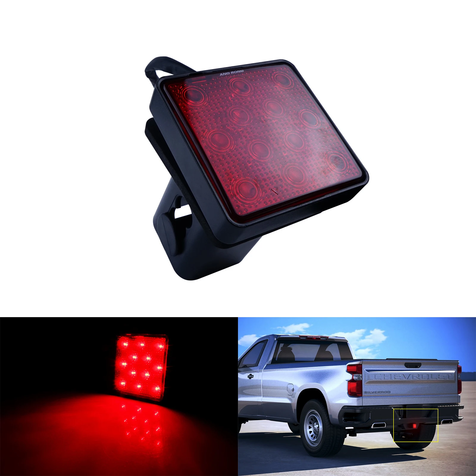 Red LED Tail Brake Light Lamp Fit Towing Hauling Trailer Hitch Cover Kit 2