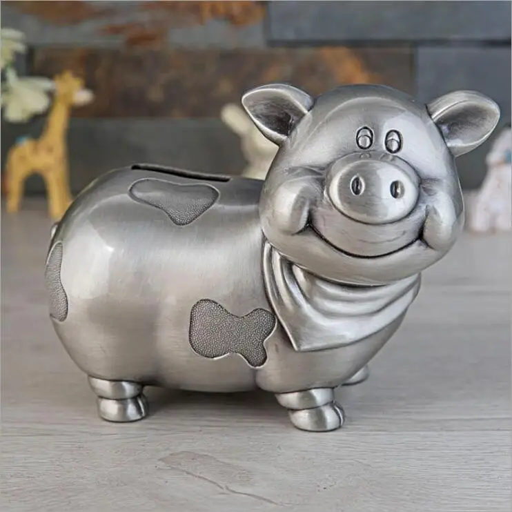 Cartoon Lovely Pig Piggy Bank Safe Money Zinc Alloy Cash Money Box Coins Container Kids Gifts SNG003