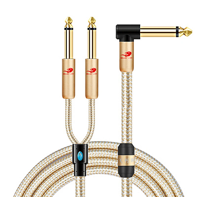 1/4 Inch TS Mono 6.35mm to 2 x 1/4'' Male 6.35 Jack Audio Cable for Mixer Console Synths Studio Guitar Amplifier Shielded Cords