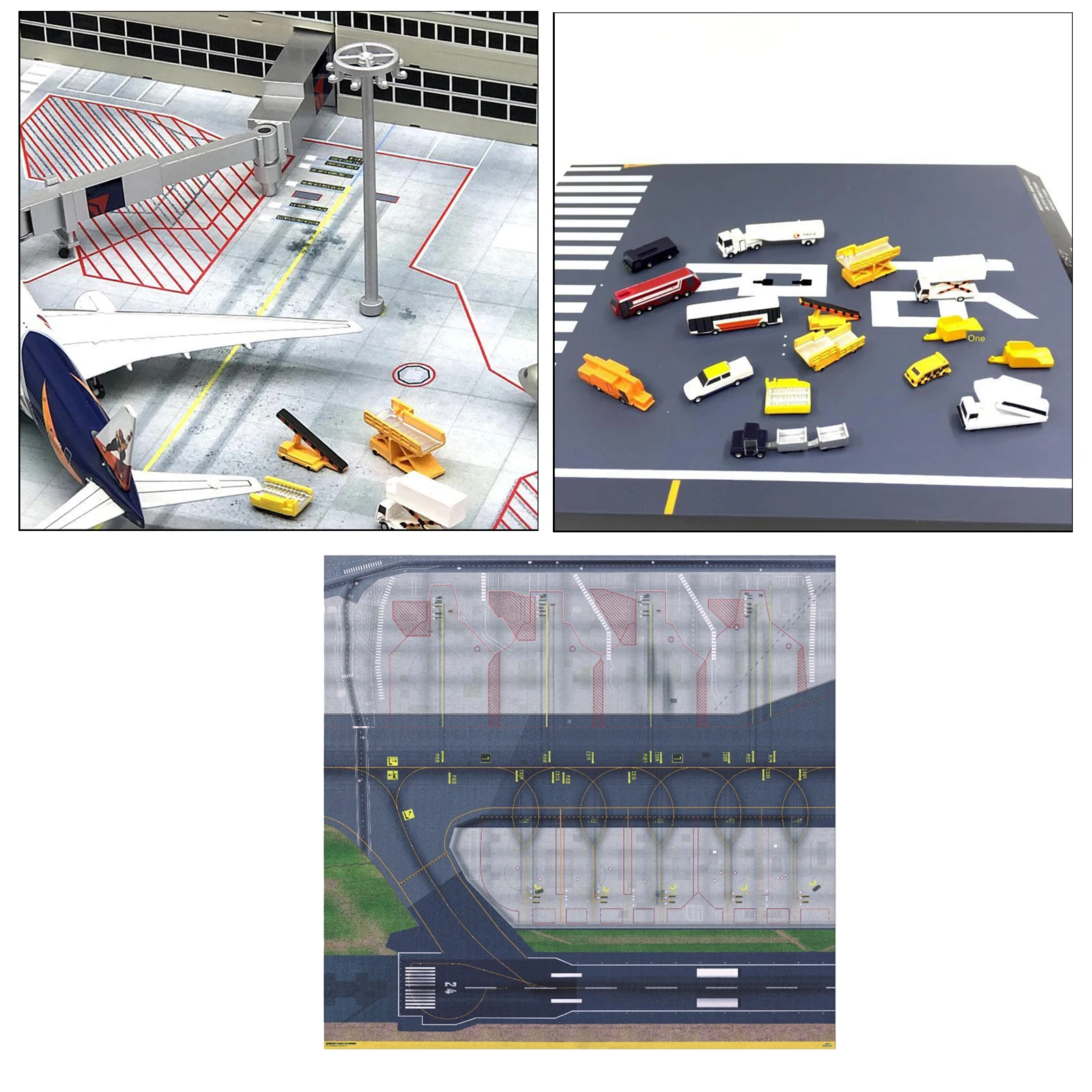 Feuille de disposition d\'aéroport modèle, tablier pour 1/400 et 1/500, feuille de spam de piste, porte d\'aéroport, tour de diorama, support au sol