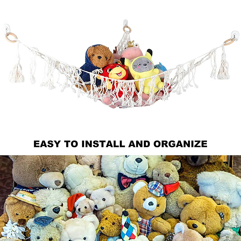 Soft Large Toy Hammock Mesh Kids Bedroom Storage Nursery Teddy Bear Net Child Organizer Stuffed Towels Tidy Soft Storage