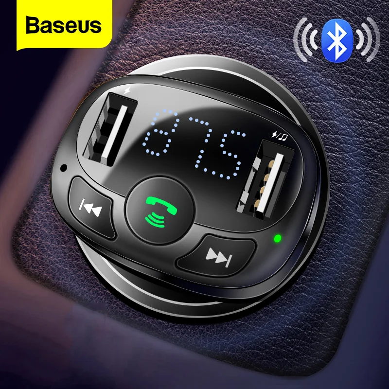 Baseus Dual USB Car Phone Charger For Xiaomi Handsfree FM Transmitter Bluetooth Aux Audio MP3 Player Radio Auto FM Modulator