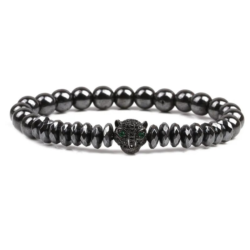 Weight Loss Nature stone Magnetic Therapy Health Bracelet Trendy Hematite Round Black Charm Stretch Bracelet For Men Women