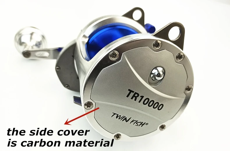 TR10000 Full Metal Heavy Trolling Reel Strong 30kg Drag Power Blue See Boat Fishing Big Drum Reel Right Hand Baitcasting Reel