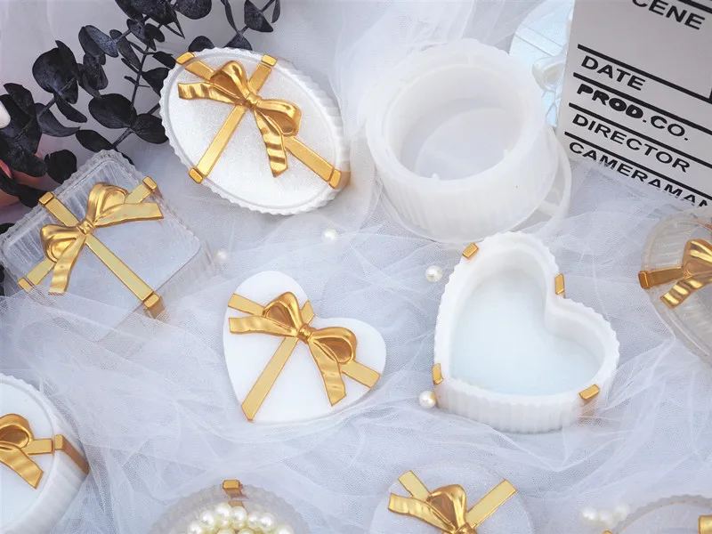 DIY Crystal Epoxy Resin Mold Love Square Round Bow Striped Storage Box Gift Box Silicone Mould