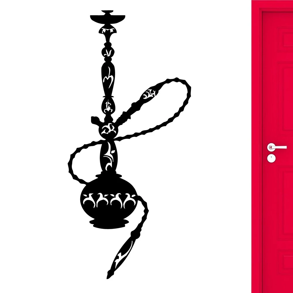 Hookah Lounge Wall Sticker Hamsa Hookah Smoke Smoking Muslim Arabic Wall Decals Cool Living Room Decoration Accessories C600