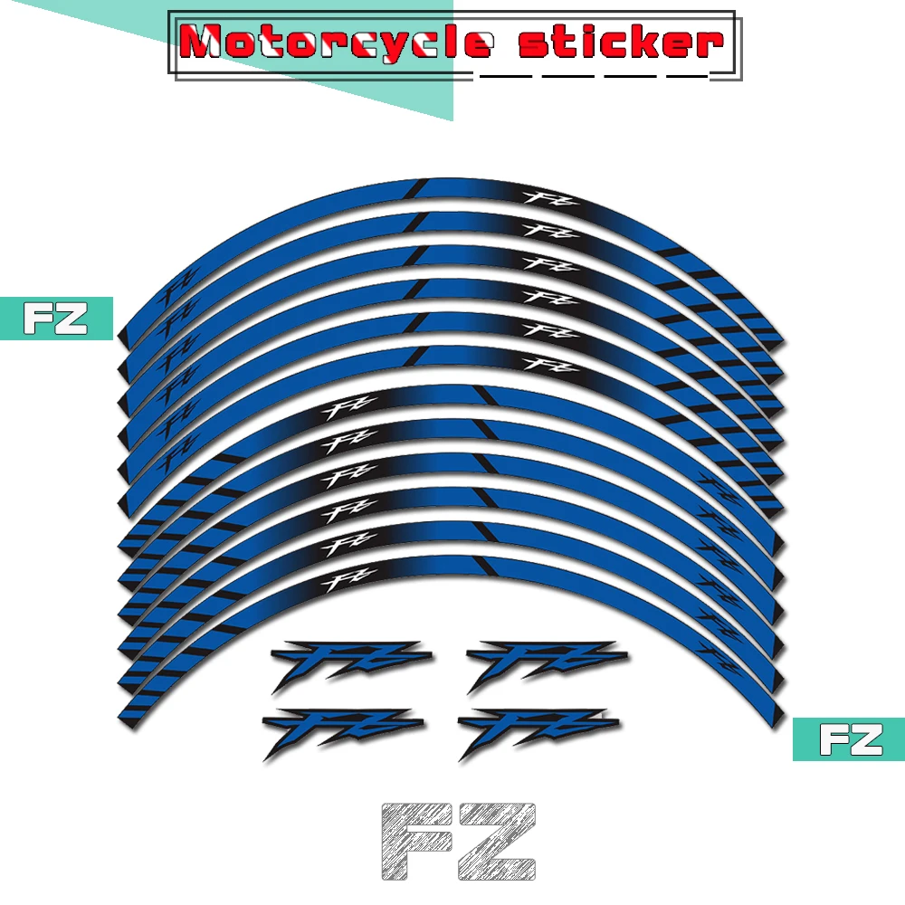 

Motorcycle Inner Rim Reflective Protection Stickers Night Safety Reminder Decals 12 Stripes for YAMAHA FZ FZ6 FZ07 FZ09 FZ1 FZ25