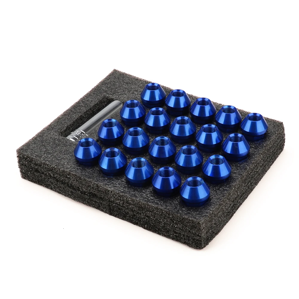 20pcs M12x1.5 M12*1.25 Racing Car Modification Hex 19MM Wheel Nuts Lug Nut Bolts 7075-T6 Aluminum style
