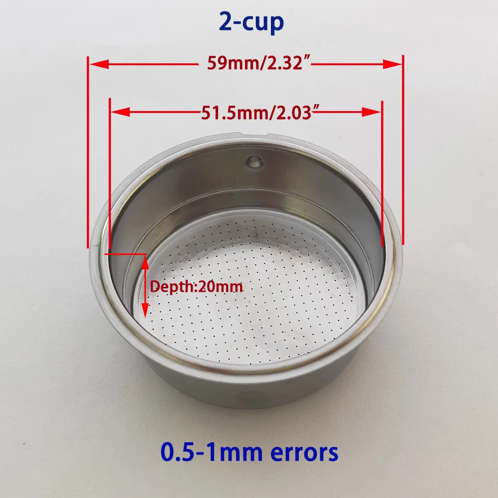 51mm Double-Cup Coffee Machine Pressurized Filter Basket for Household Coffee Maker Parts Non-Pressurized Coffee 2-Cup