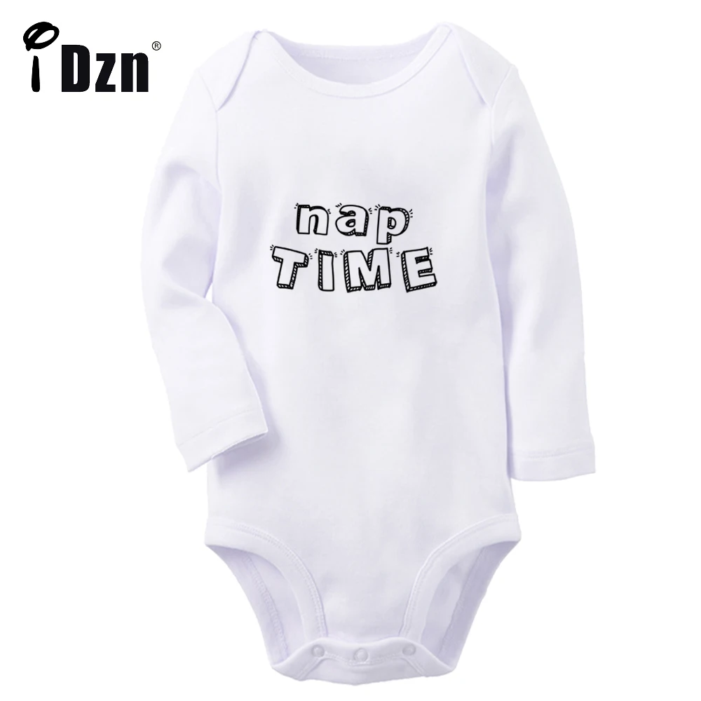 iDzn NEW Nap Time Fun Printed Baby Boys Rompers Cute Baby Girls Bodysuit Newborn Cotton Jumpsuit Long Sleeves Clothes
