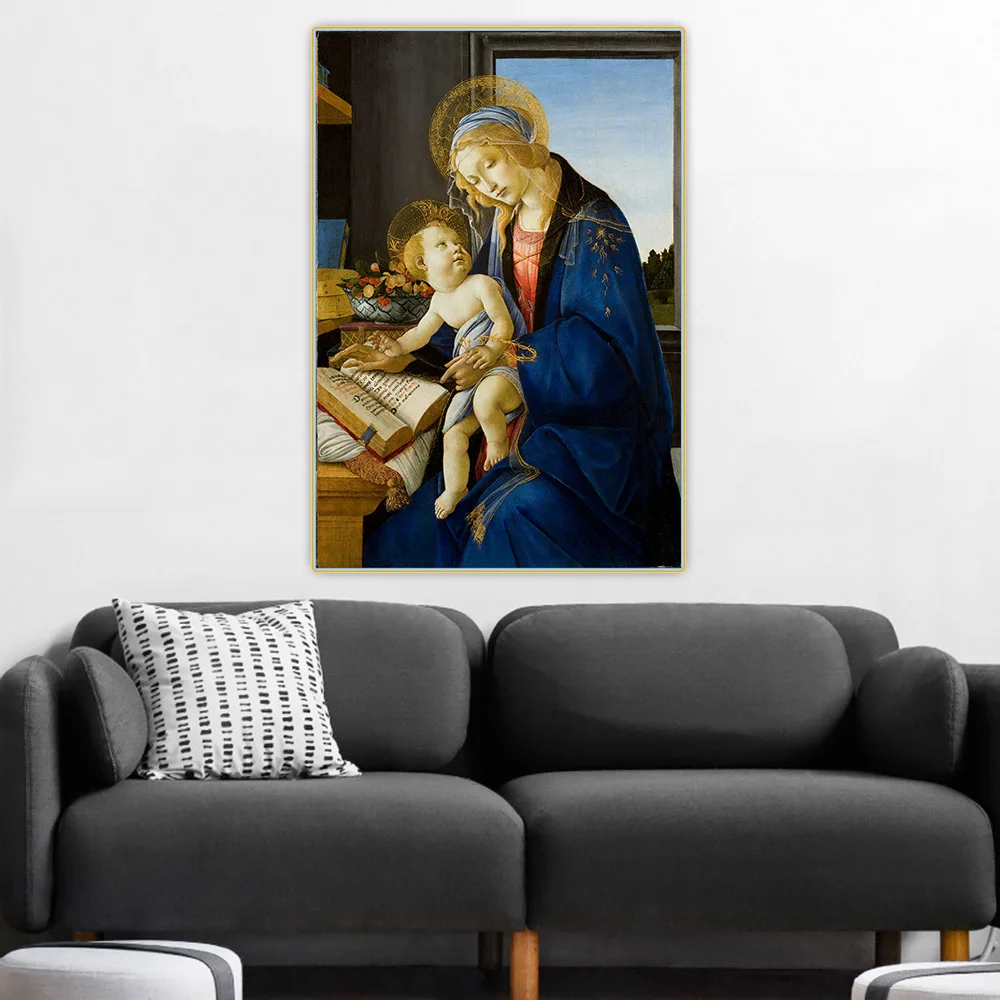 Citon Sandro Botticelli《The Madonna of the Book》Canvas Oil Painting Artwork Poster Picture Wall Background Decor Home Decoration