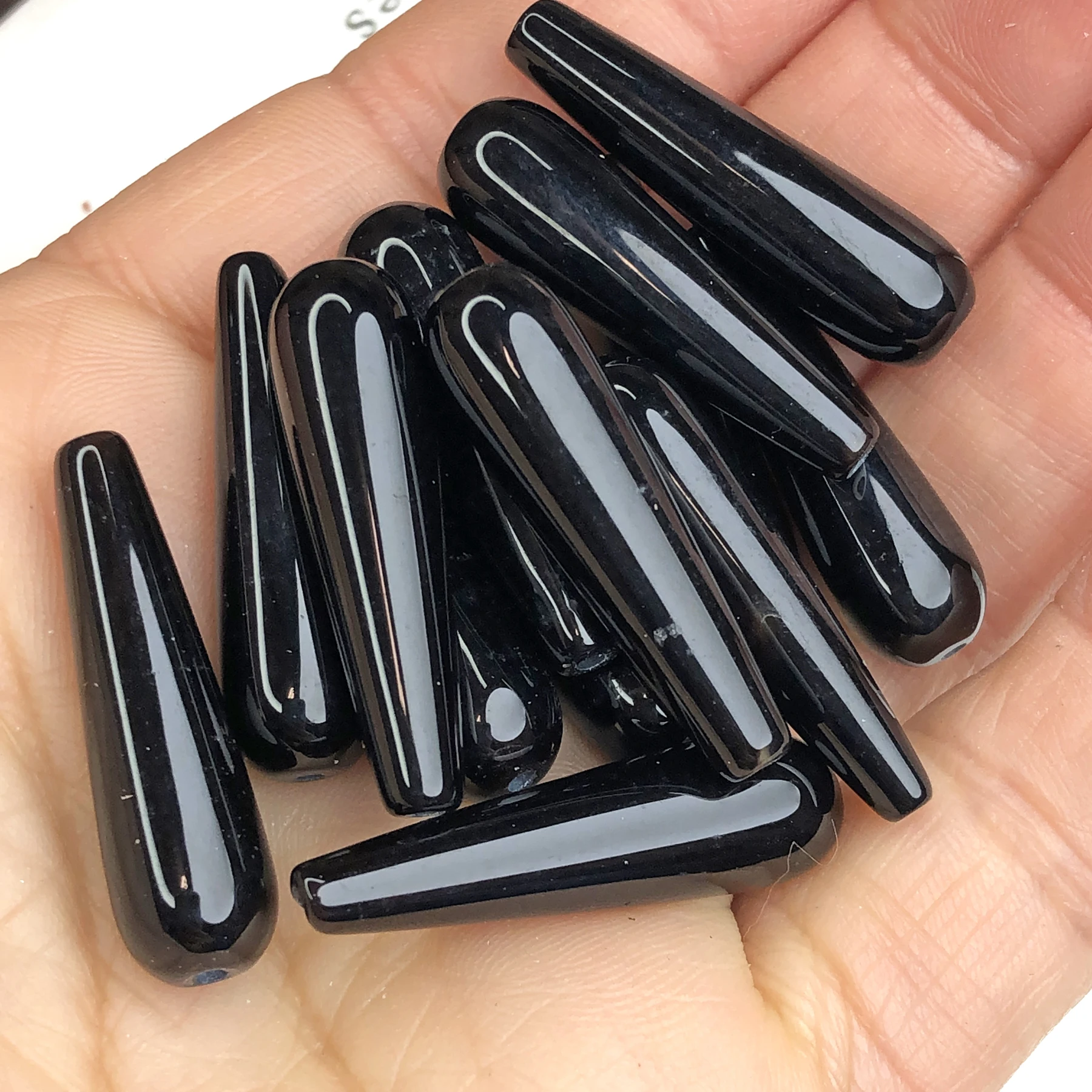 Water Drop Shape Natural Black Agates Stone 9x30mm Loose Spacer Pendant Beads For Jewelry Making Diy Bracelet Earring Necklace