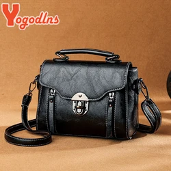 Yogodlns New  Crossbody Bag For Women PU Leather Small Square Bag Fashion Shoulder Bag Vintage Lady Handbag Lock Messenge Bag