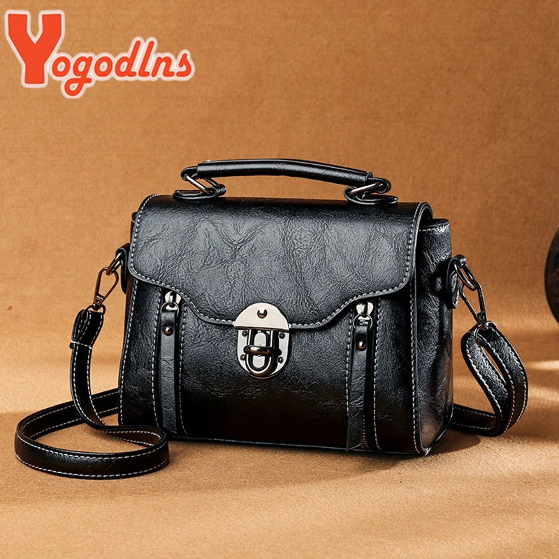 Yogodlns nowa torba Crossbody dla kobiet skóra PU mała torba kwadratowa moda torba na ramię Vintage torebka damska zamek torba kurierska