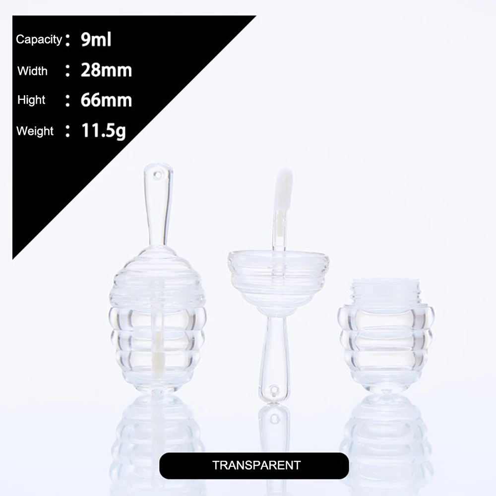 9ml Clear Lip Gloss Tube with Wand DIY Empty Liquid Lipstick Container Honey Shape Lipgloss Lip Balm Bottle Lip Gloss Bottle