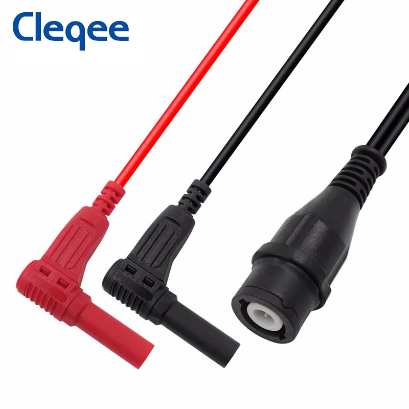 Cleqee P1207 BNC Male Plug to 4mm Right Angle Banana Plug Coaxial Cable Oscilloscope Test Lead 120CM 500V/5A