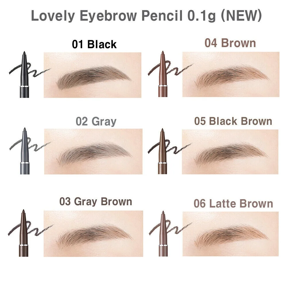 TONYMOLY Lovely Eyebrow Pencil 0.1g Waterproof Natural Long Lasting Brown Pigments Rotatable Eye Tattoo Pen Korean cosmetics