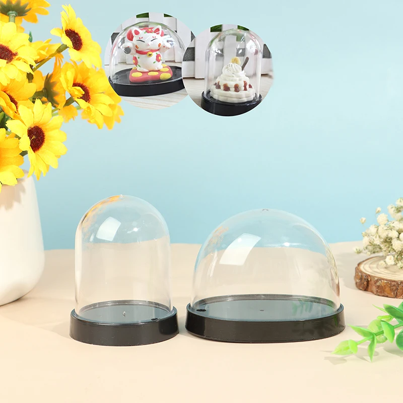 Round Clear Model Ellipse Dust Bell Cover Plastic Display Box Figurine Miniature Craft Decor